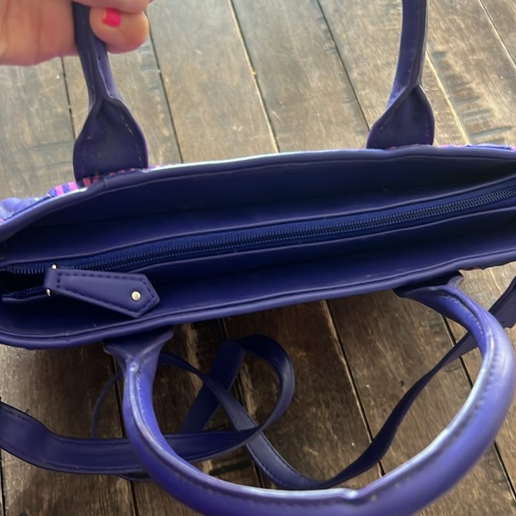 VERA BRADLEY "Impressionista Stripe" Trapeze Satchel Pink & Purple - Picture 3 of 8